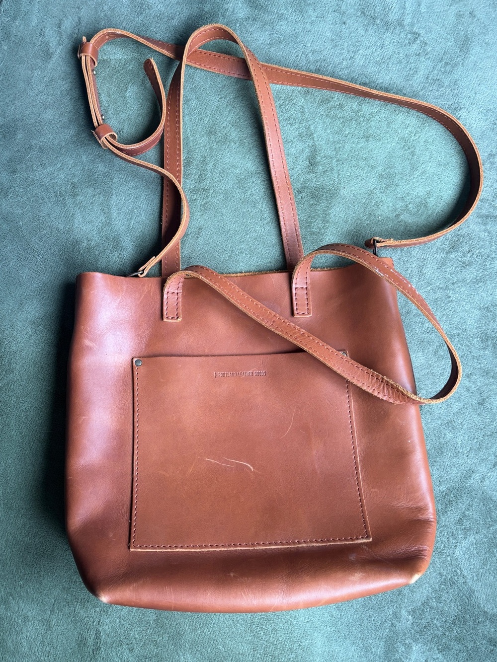 Portland Leather Cognac Crossbody Tote